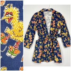 VINTAGE Sesame Street Kid’s Little Boy Corduroy Robe With Tie Big Bird Ernie